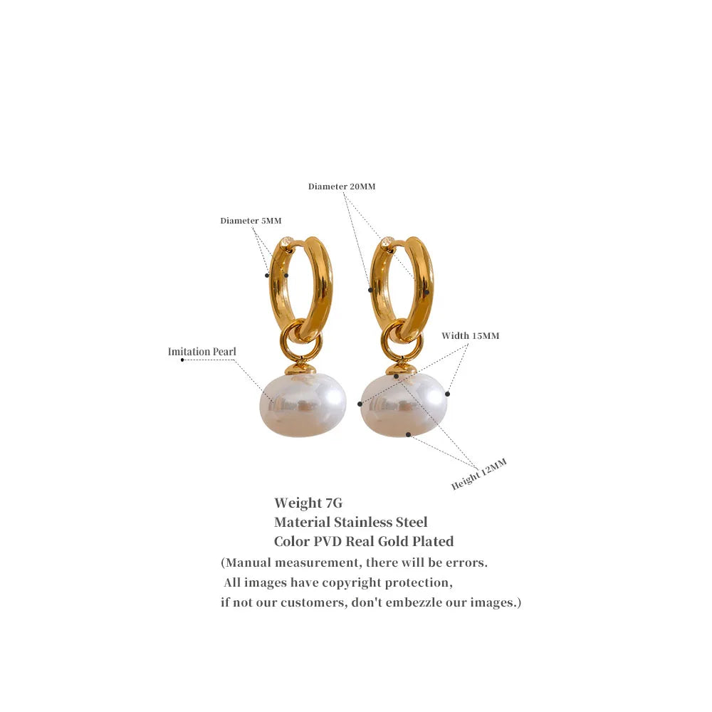 Pearl Hoop Drop Earrings