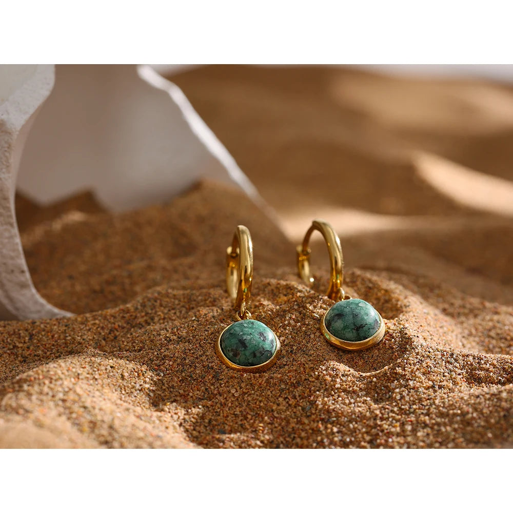 Natural Stone Hoop Earrings