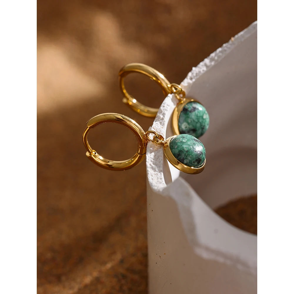 Natural Stone Hoop Earrings