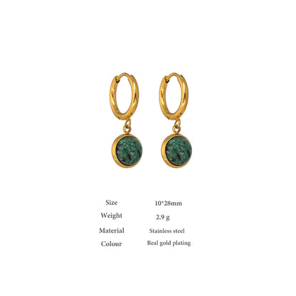 Natural Stone Hoop Earrings