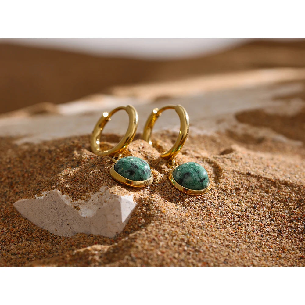 Natural Stone Hoop Earrings