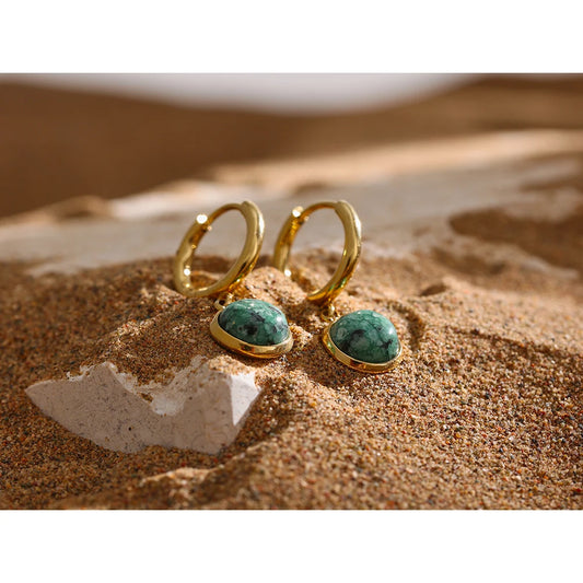 Natural Stone Hoop Earrings