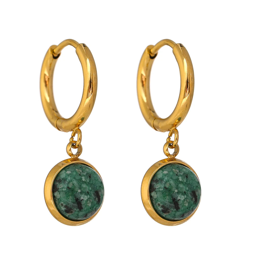 Natural Stone Hoop Earrings