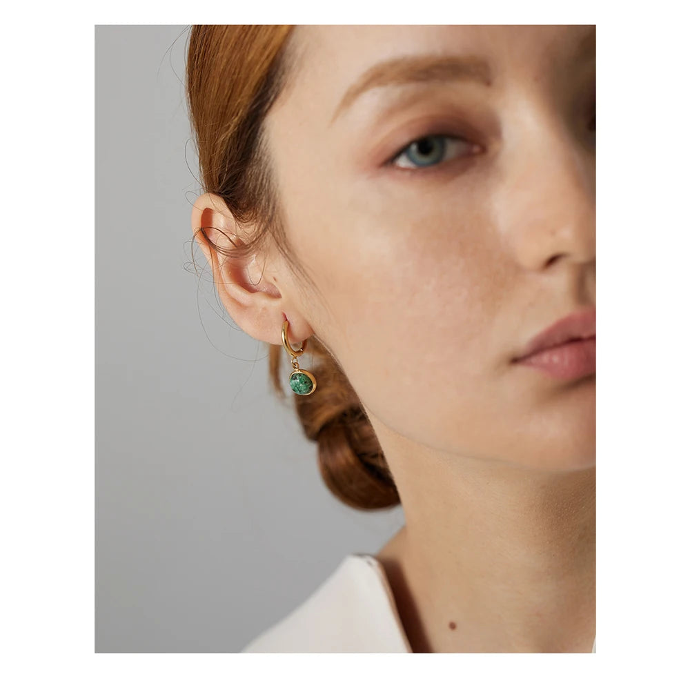 Natural Stone Hoop Earrings