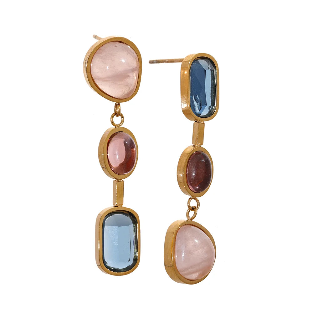 Geometric Natural Stone Drop Earrings