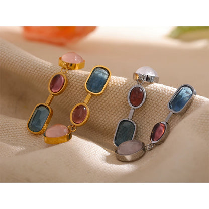 Geometric Natural Stone Drop Earrings