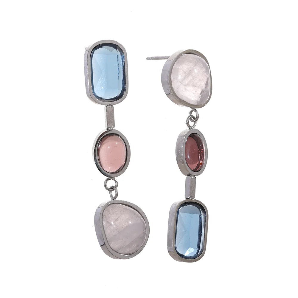 Geometric Natural Stone Drop Earrings