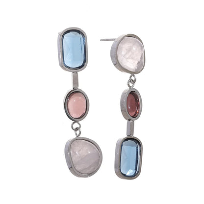Geometric Natural Stone Drop Earrings