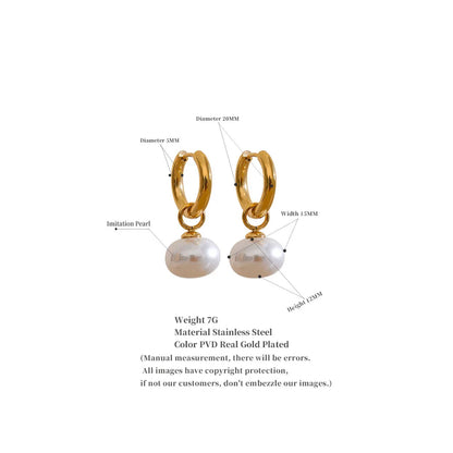 Pearl Hoop Drop Earrings